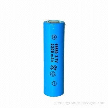3.7V 2200mAh 18650 Size Li-ion Battery Cell, CE, UL, RoHS, UN38.3 Listed, Speedy Delivery